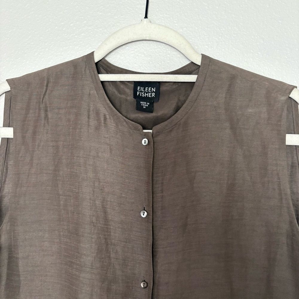 Eileen Fisher linen and silk blend button down dress